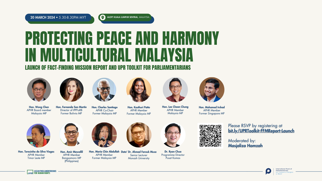 Protecting Peace and Harmony in Multicultural Malaysia: Launch of FFM Report and UPR Toolkit for Parliamentarians